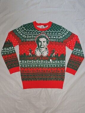 elf Buddy The Elf Ugly Christmas Sweater Men's Medium Green, Red New